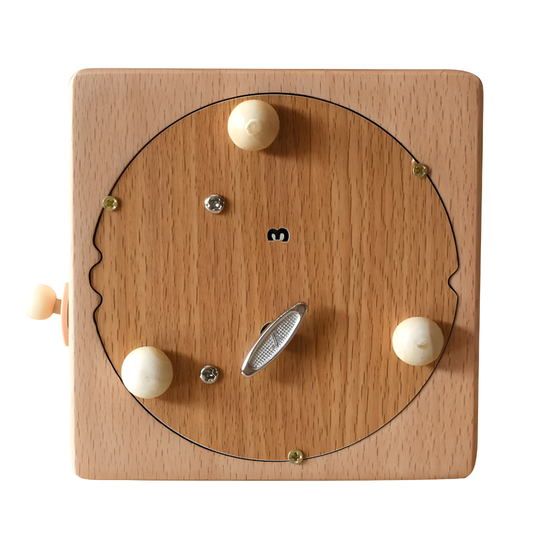 Handmade mountain scene wooden music box with rotating train made from solid beech wood