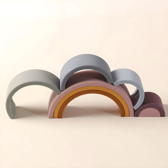 BPA-free silicone baby rainbow stacking toy for toddlers and teething