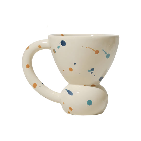 Hand-painted ceramic splash dot coffee mug with modern artistic design – 270ml