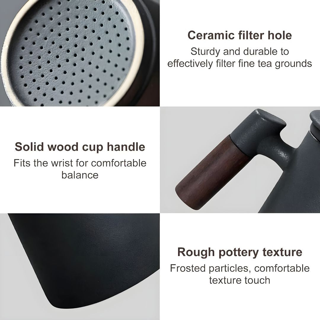 400ml Premium Porcelain Mug with Wooden Handle and Ceramic Infuser – Perfect for Coffee and Tea Lovers in Lebanon