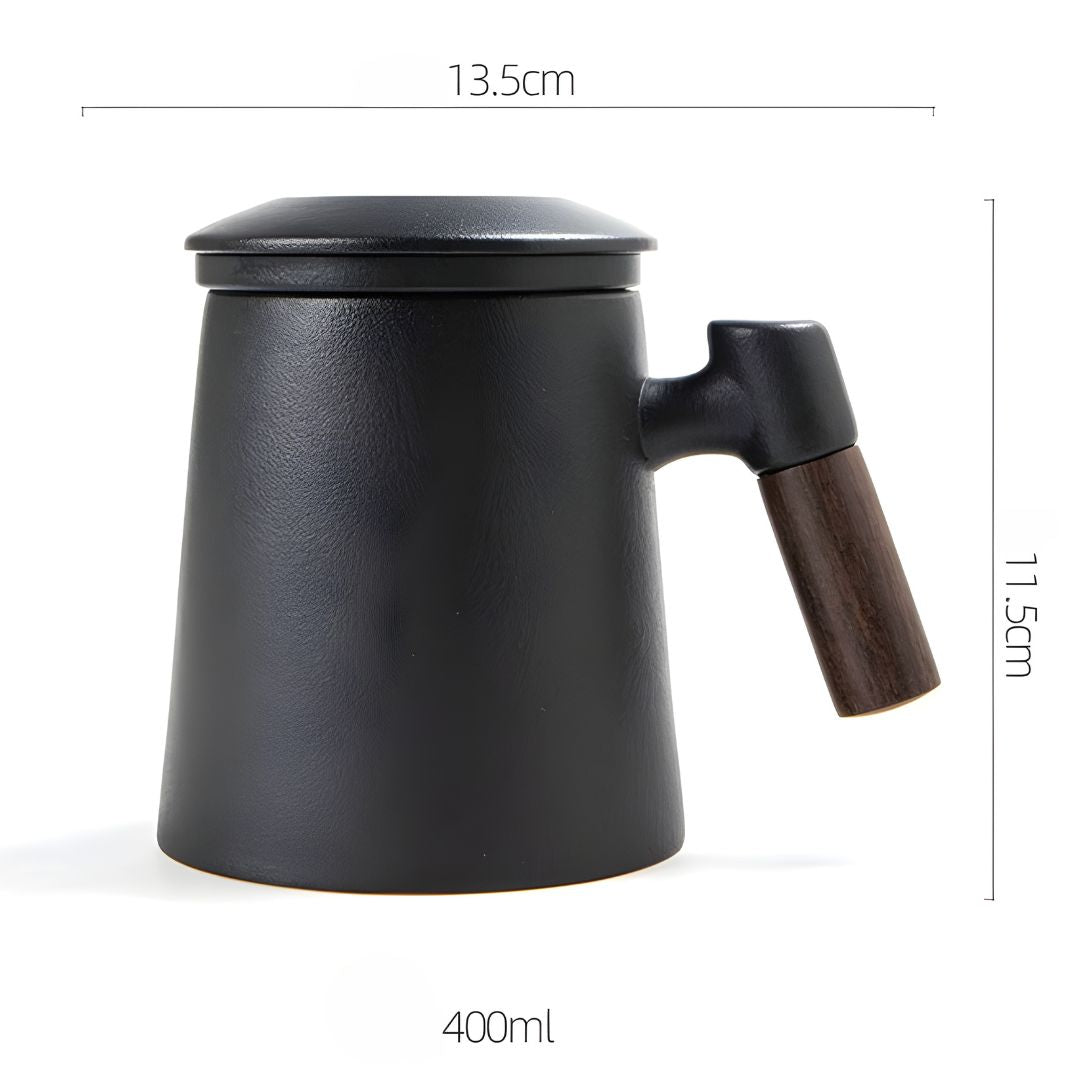 400ml Premium Porcelain Mug with Wooden Handle and Ceramic Infuser – Perfect for Coffee and Tea Lovers in Lebanon