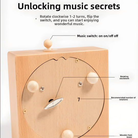 Handcrafted wooden windmill music box with rotating sails and natural wood finish, playing Castle in the Sky melody.