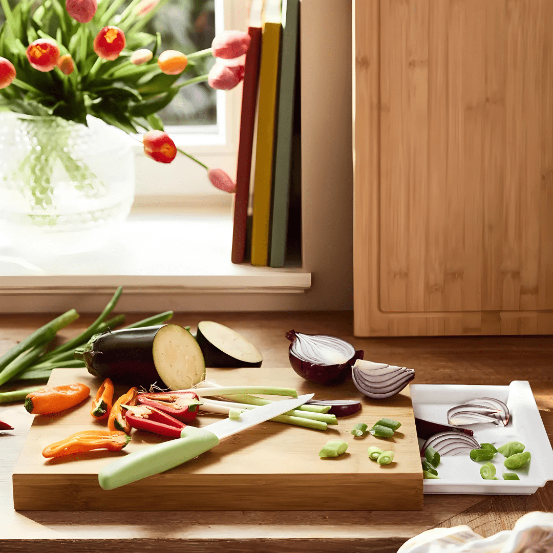 Ernesto Bamboo cutting board With Drip Tray 38 x W 25.8 x H 3.5 cm