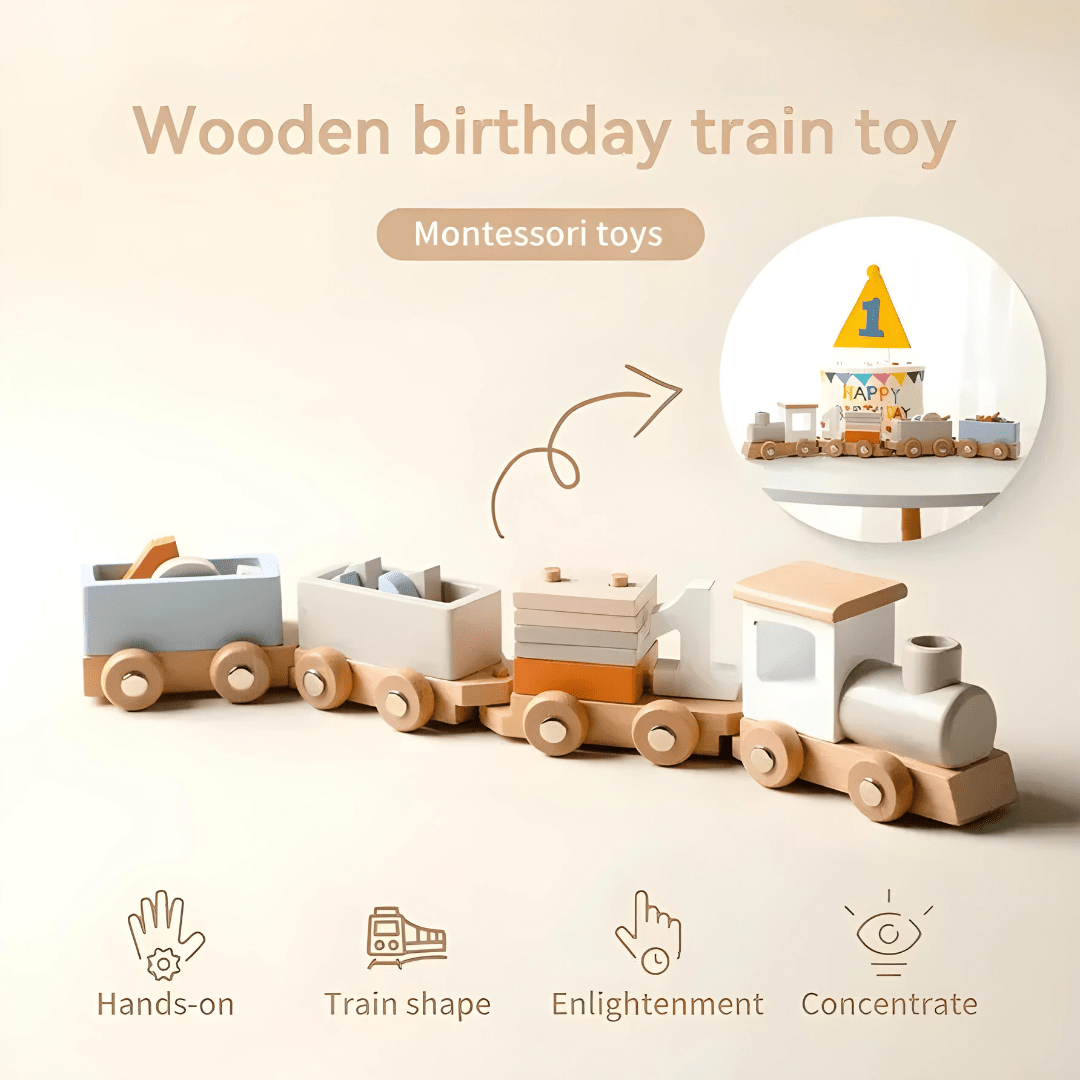 Premium Wooden Train Set 12 Pieces