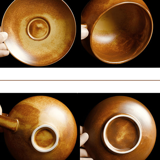 200ml retro ceramic coffee cup with saucer – European style, smooth porcelain finish