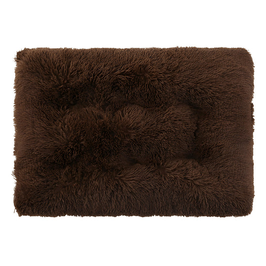 XXXL fluffy brown dog bed 120×83 cm with non-slip base for dogs up to 30kg