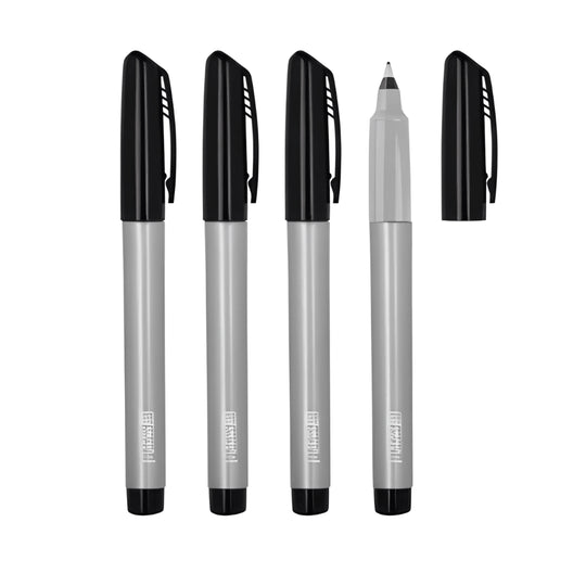 Set of four black permanent markers with 0.7mm fine tips displayed on a clean background.