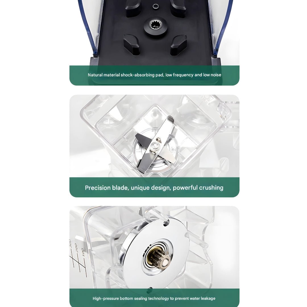 Heavy Duty 2200W blender with thick soundproof lid and 1.8L container. Ideal for juices, smoothies, ice crushing, restaurants, coffee shops, and home use in Beirut, Lebanon.