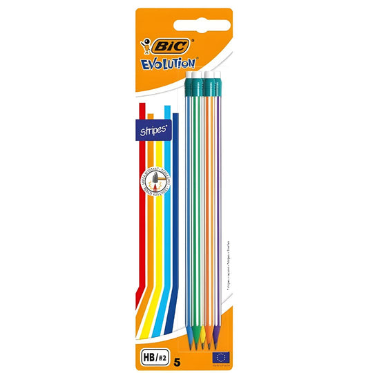 Evolution Stripes Bic Pencil Set 5 Pcs | Lebanon | European Household