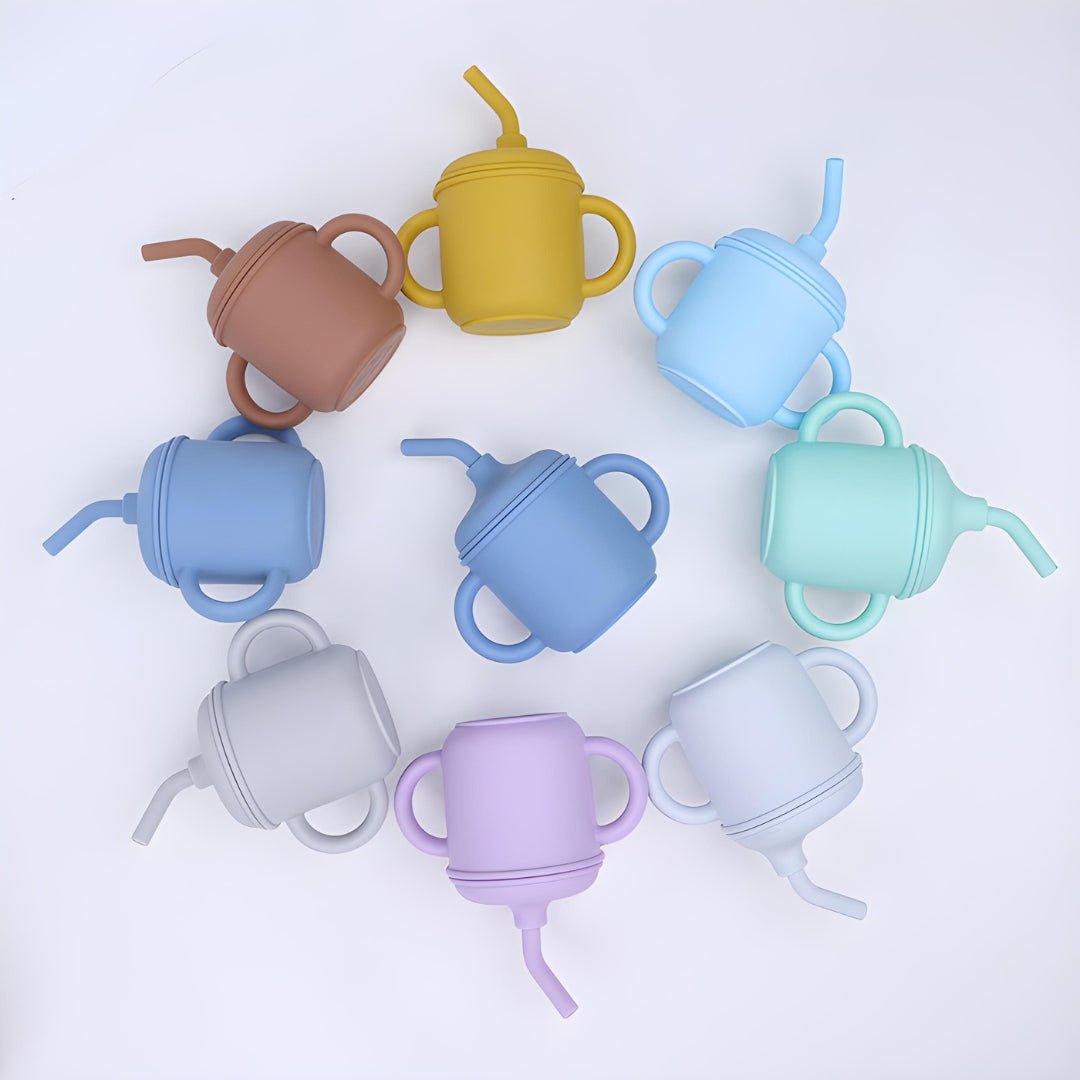 BPA-free silicone baby sippy cup with straw
