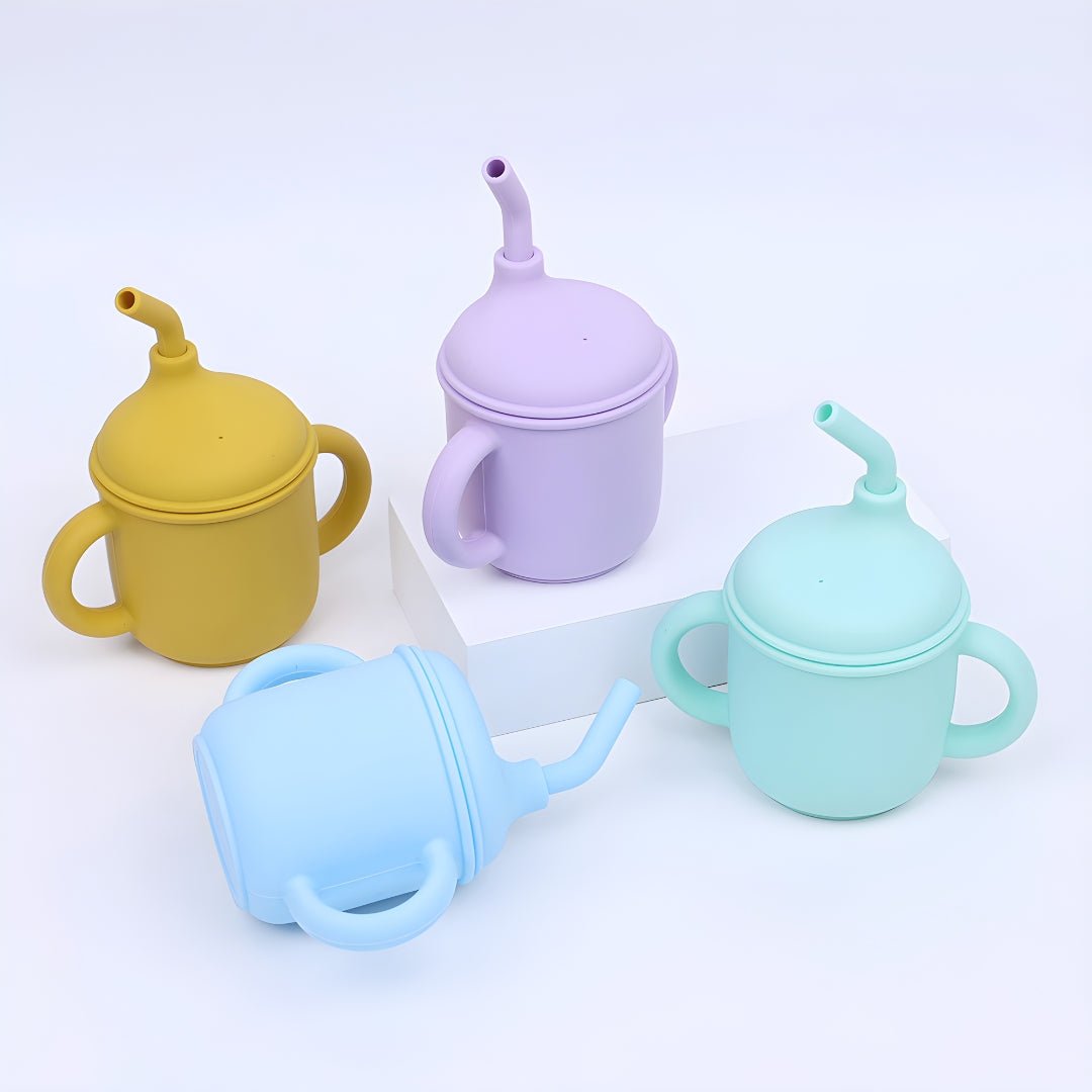 Anti-spill baby drinking cup in pastel colors