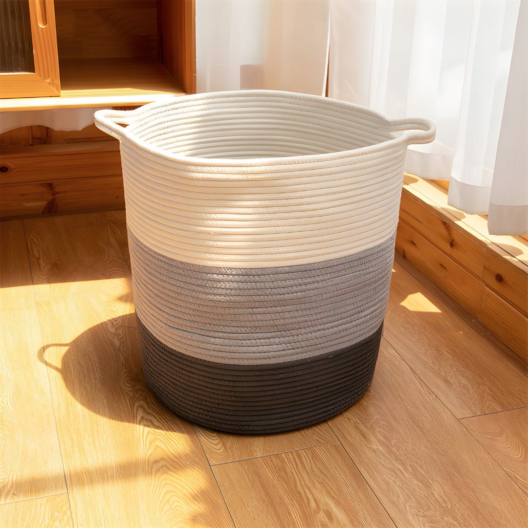 Heavy Duty Striped Cotton Storage Basket for Home - European Househ