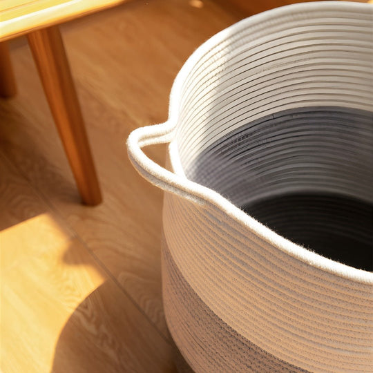 Robuuste gestreepte katoenen opbergmand