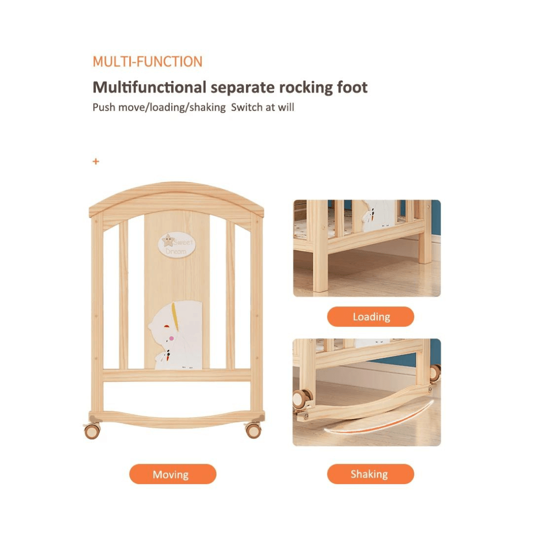Multifunction Premium Wooden Baby Crib - EUROPEAN HOUSE HOLD