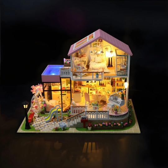 DIY Prachtige Miniatuur Villa Poppenhuis met Led-verlichting