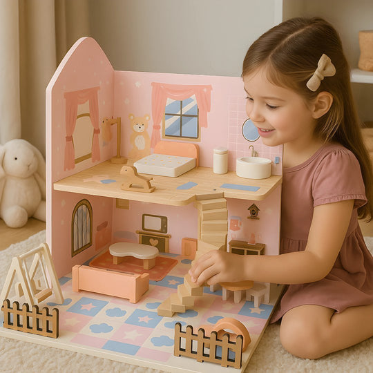 Houten Prinsessenmode Poppenhuis met Accessoires 3 Jaar +
