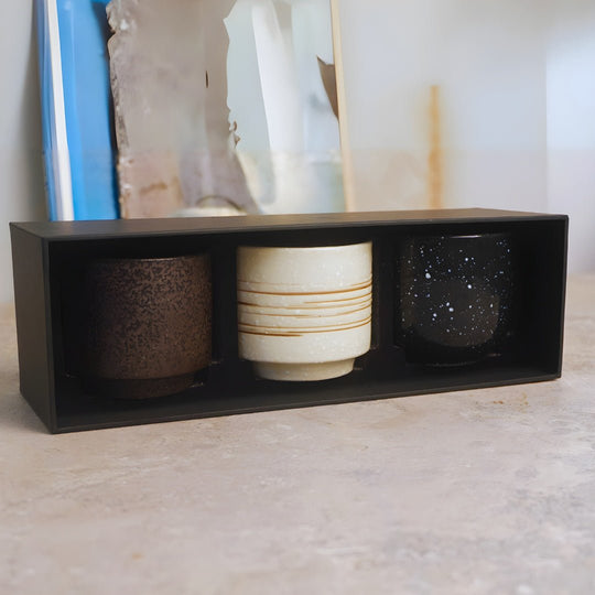 Elegante Japanse thee- en koffiekopjes cadeauset (150 ml) - 3-delige collectie met geschenkdoos