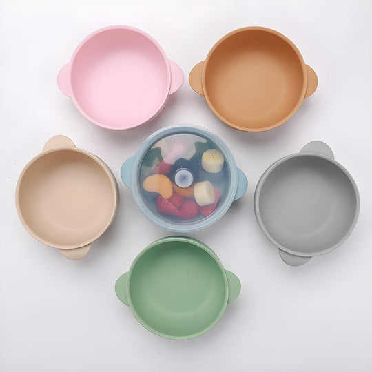 Silicone baby suction bowl with lid, BPA-free – available in Lebanon