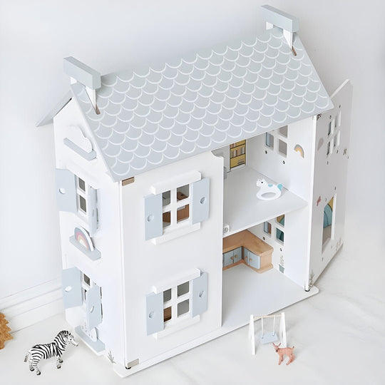 Premium houten poppenhuis met volledige accessoires