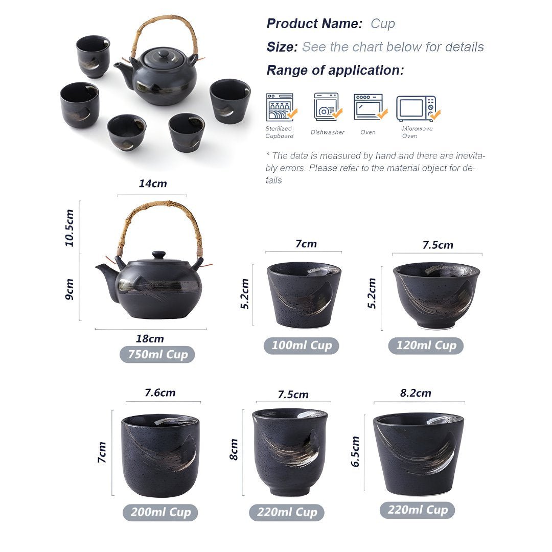 Vintage stijl handbeschilderde premium porseleinen theepot 750 ml met 5 kopjes