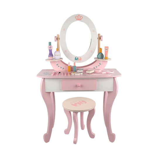 Wooden Vanity Set with Chair for Kids' Pretend Play - EUROPEAN HOUSE HOLD