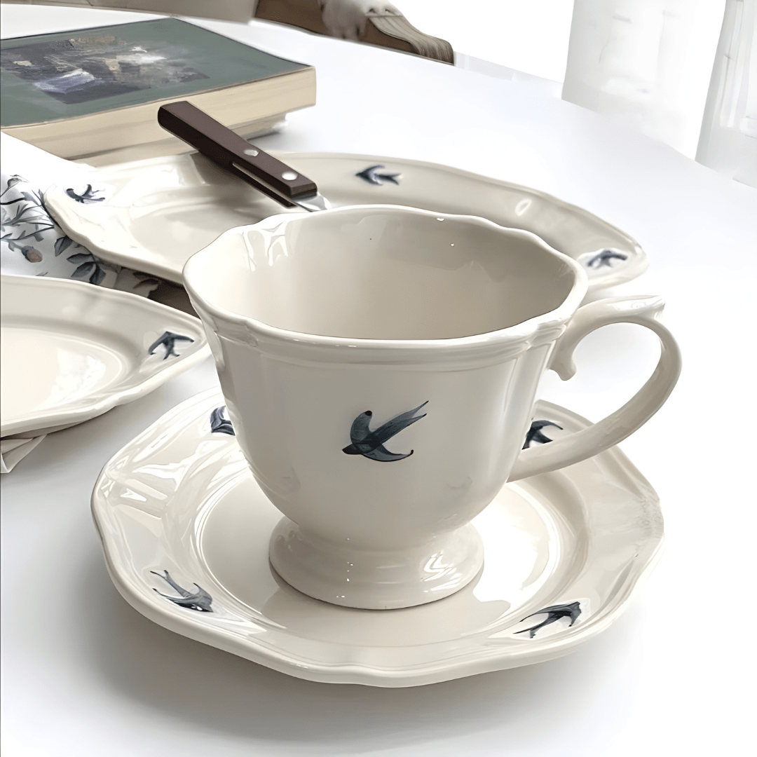 Early Bird Vintage Coffee Cup & Saucer – 250ml