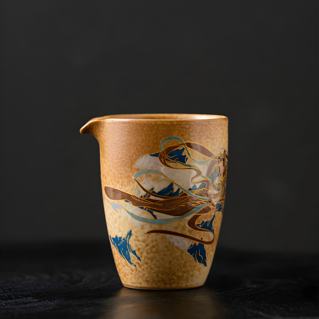 220ml ceramic pouring pitcher hand painted artisan tea coffee server dunhuang style