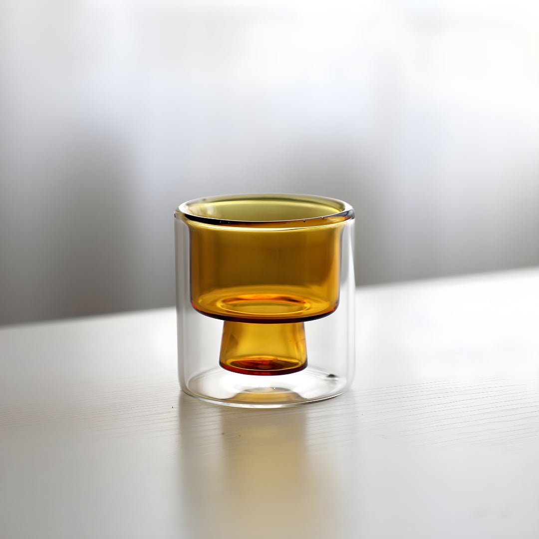 handmade double wall glass mini cups lead free transparent colored espresso tea cups