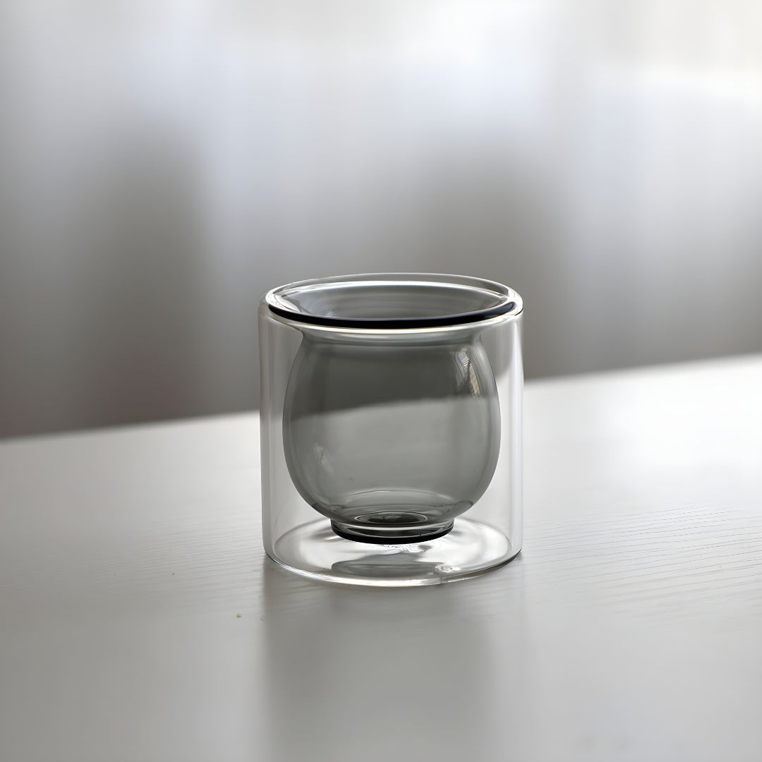 handmade double wall glass mini cups lead free transparent colored espresso tea cups