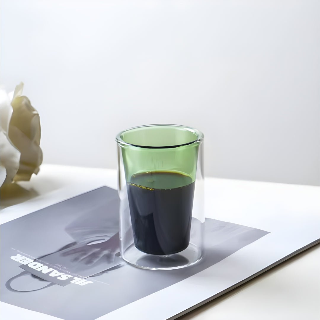 handmade double wall glass mini cups lead free transparent colored espresso tea cups