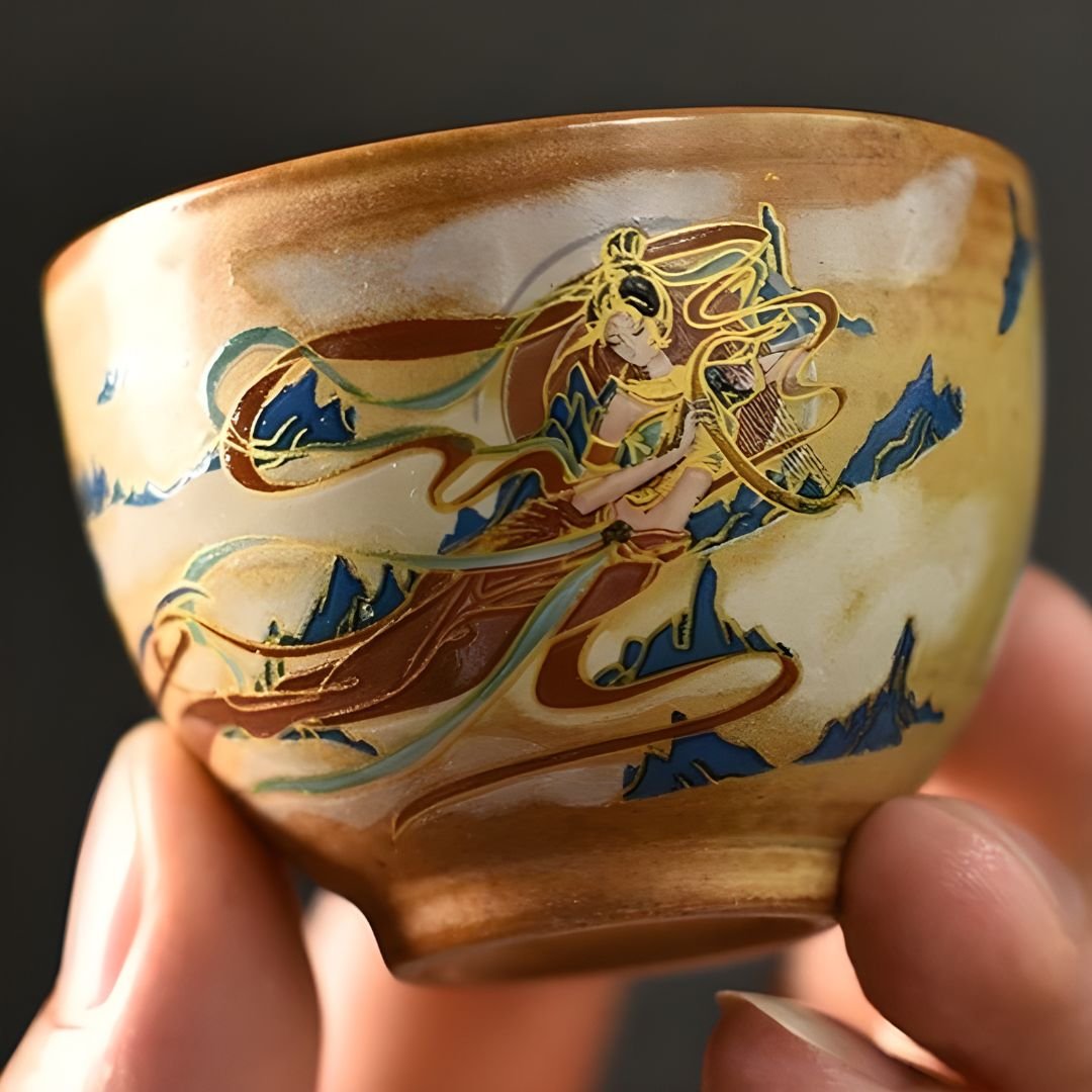 Velora ceramic cup 70ml hand painted artisan cup Lebanese coffee Turkish coffee tea cup vintage design