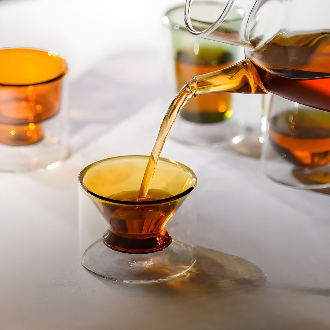 handmade double wall glass mini cups lead free transparent colored espresso tea cups