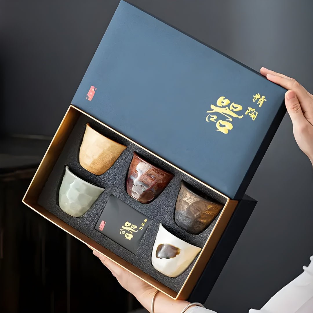 handmade ceramic tea cups set 5 pieces 120ml premium gift box lebanon beirut artisan tea cups set