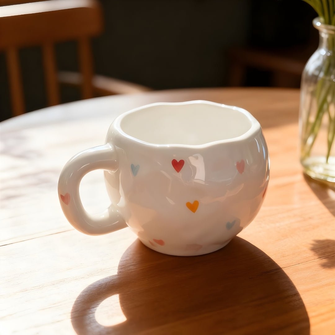 hand painted ceramic mug 300ml heart design coffee cup cute mug beirut lebanon gift mug textured ceramic