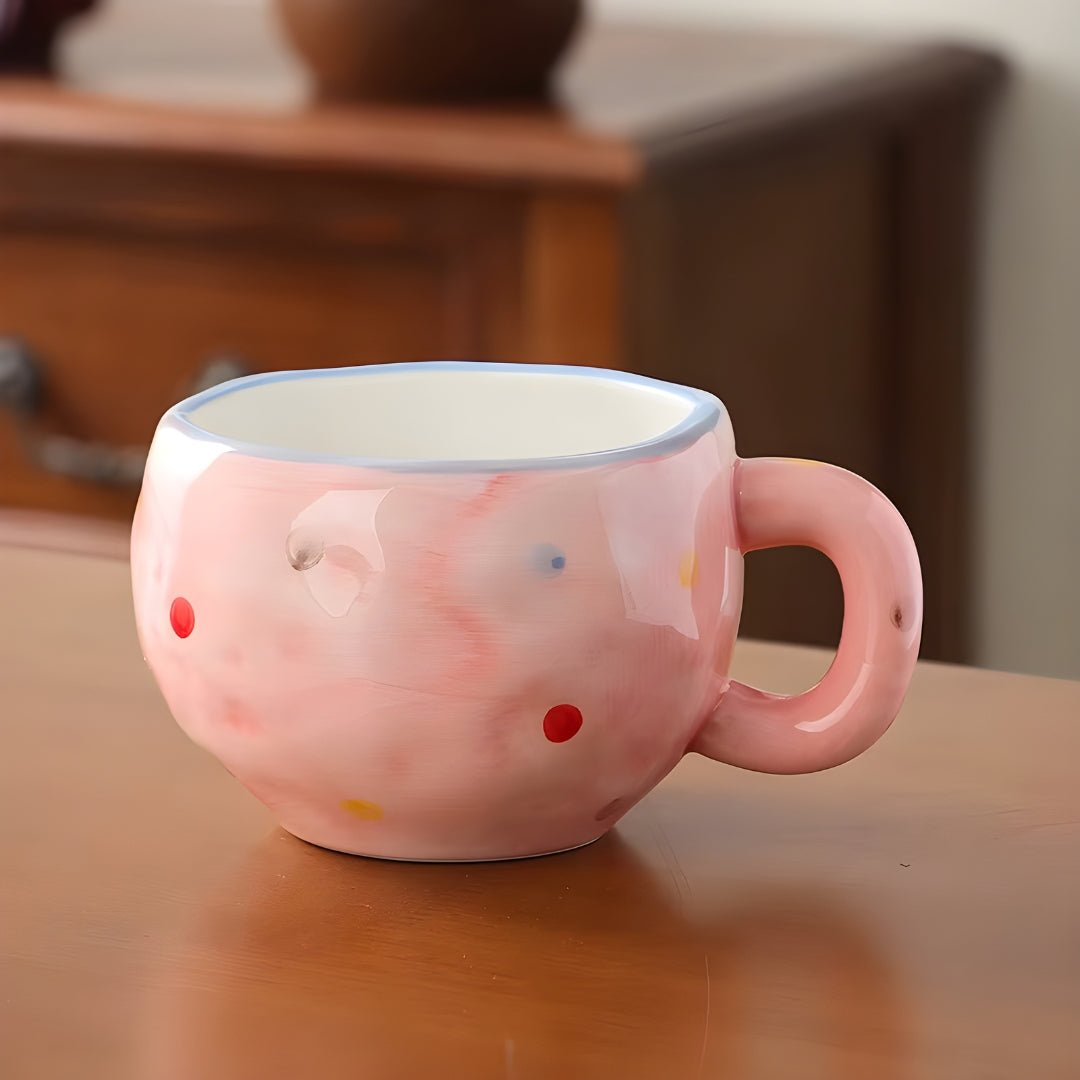 hand painted ceramic mug 300ml heart design coffee cup cute mug beirut lebanon gift mug textured ceramic