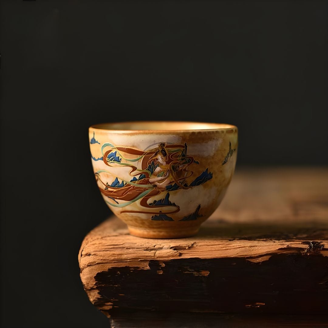Velora ceramic cup 70ml hand painted artisan cup Lebanese coffee Turkish coffee tea cup vintage design