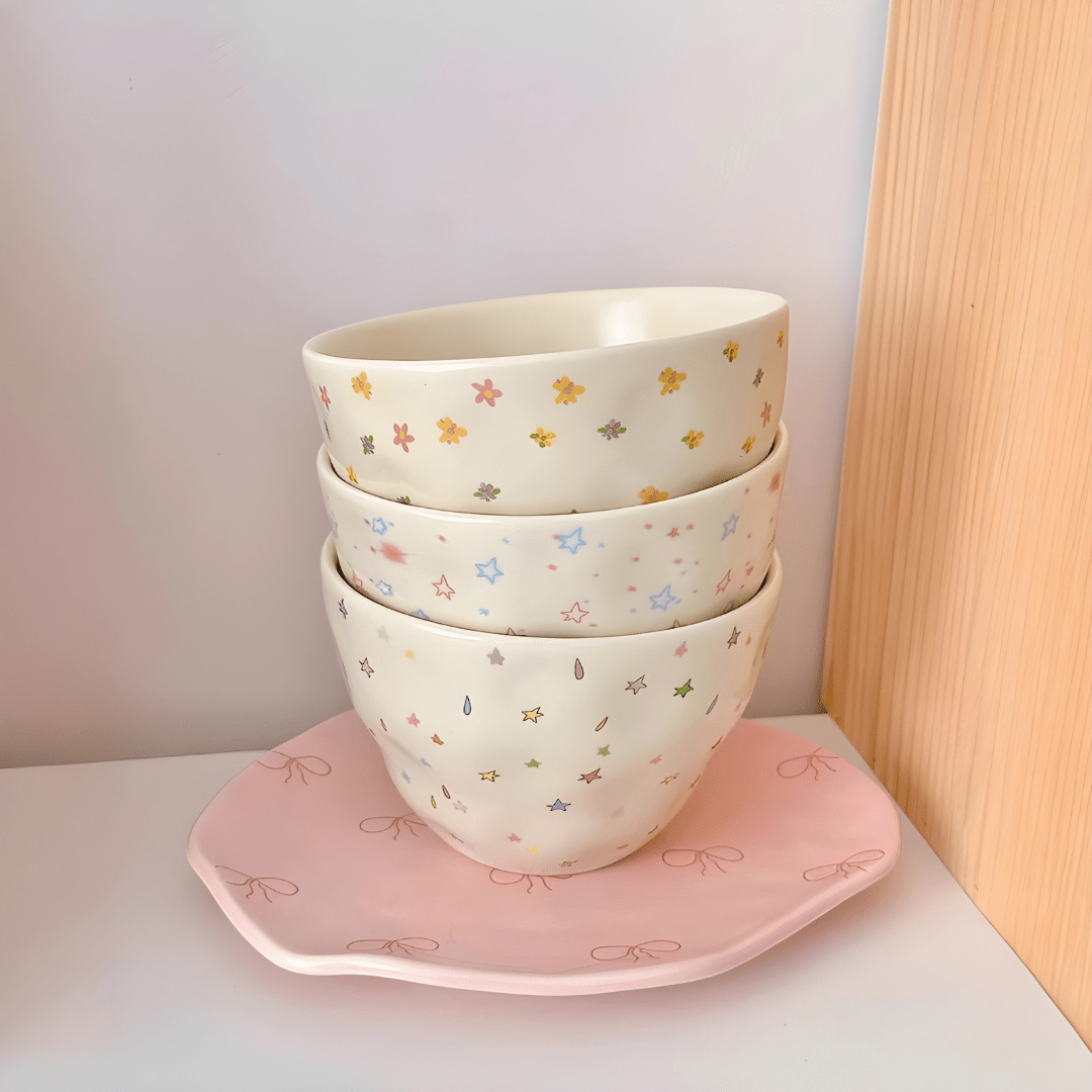 Velora Large Ceramic Mug – 550ml | Floral & Star Designs (3 Variants)