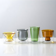 handmade double wall glass mini cups lead free transparent colored espresso tea cups