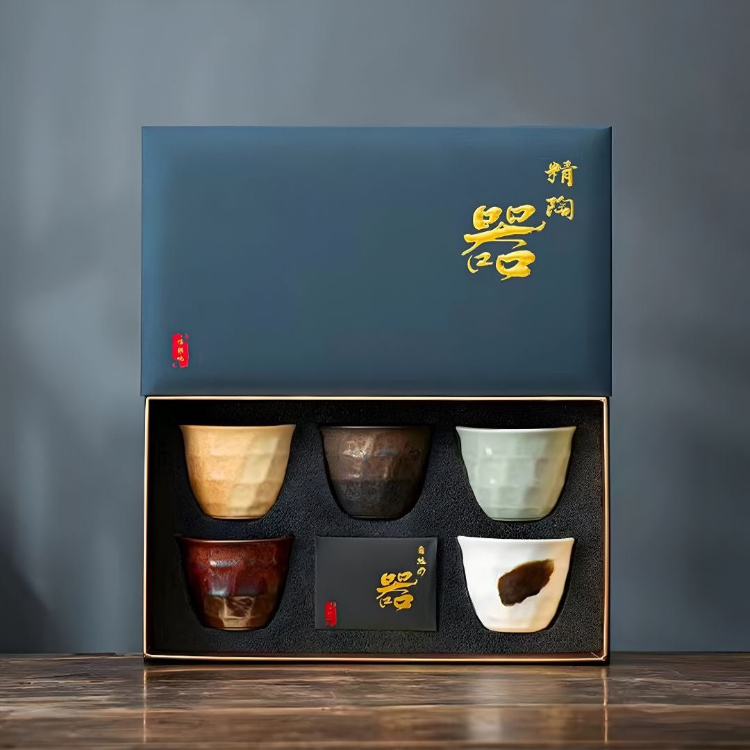 handmade ceramic tea cups set 5 pieces 120ml premium gift box lebanon beirut artisan tea cups set