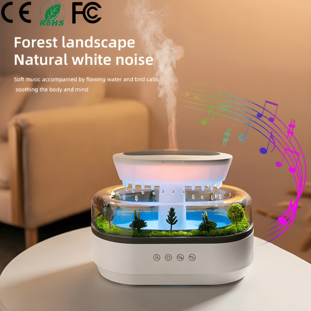 Rain cloud humidifier with LED light and aroma diffuser for Beirut homes