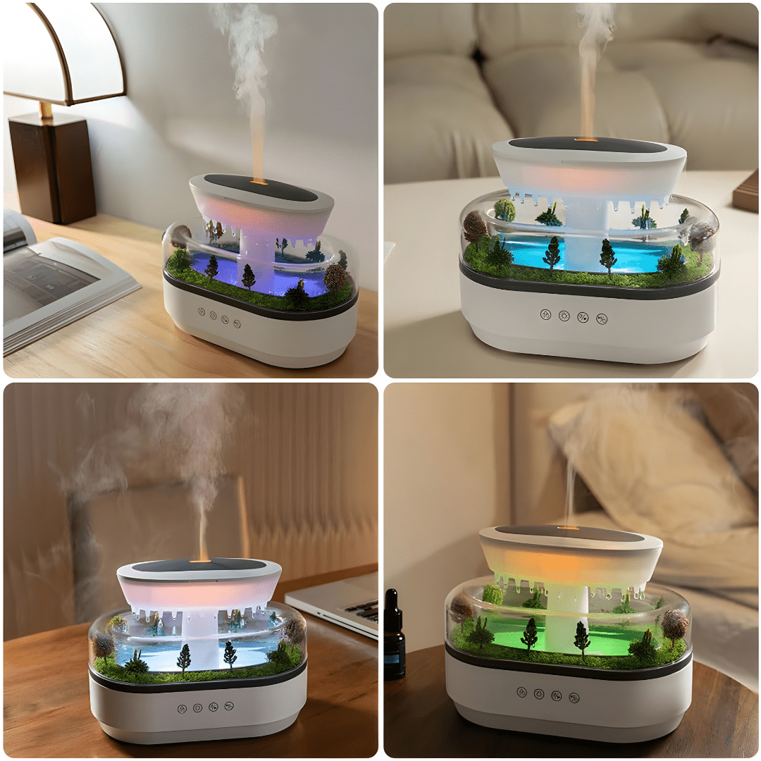 Rain cloud humidifier with LED light and aroma diffuser for Beirut homes