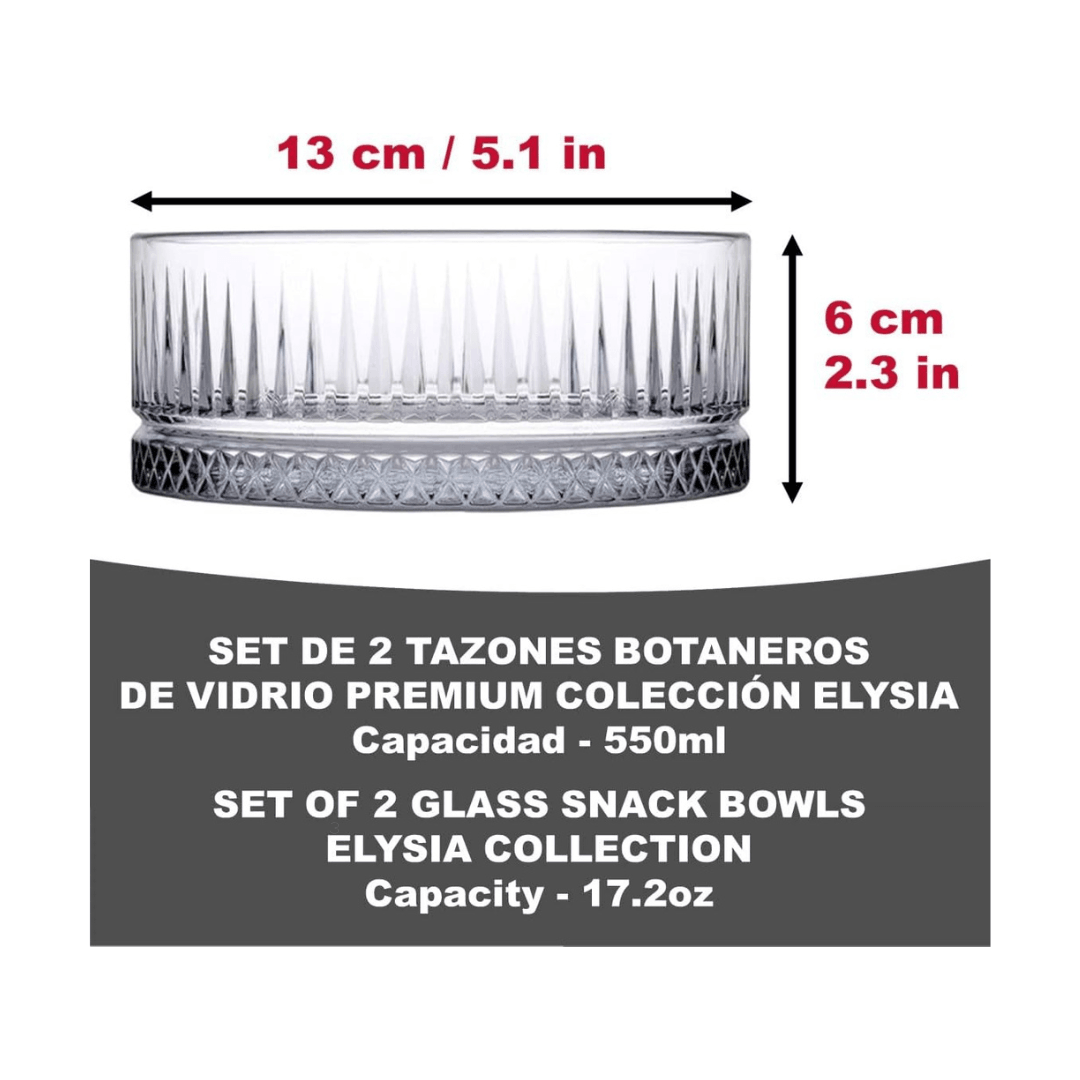 2-Piece Glass Snack Bowl Set 510ML - EUROPEAN HOUSE HOLD