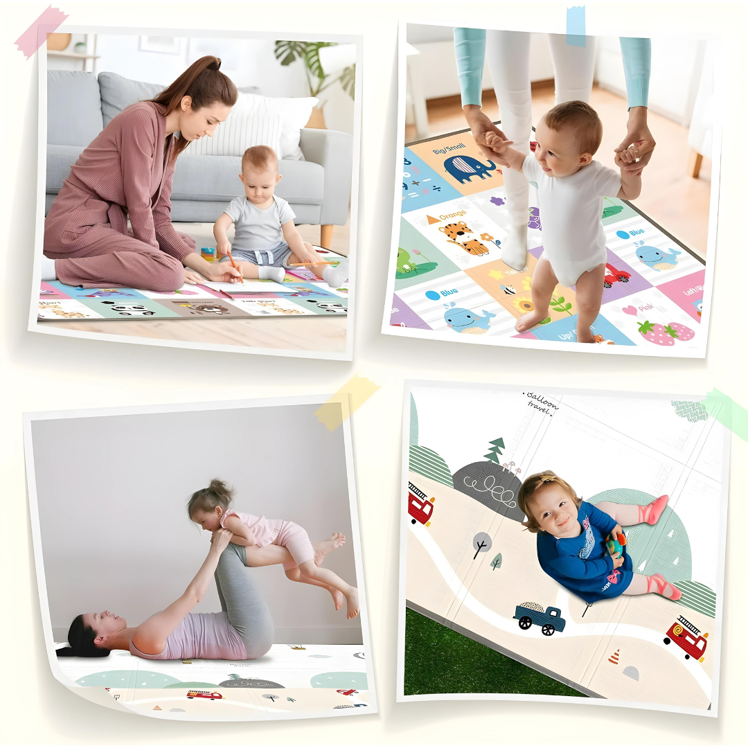 Xpe Foldable Mat with Bag - Large & Thick Reversible Folding Floor Mat for Babies