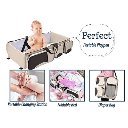 3 in 1 Baby Bed Baby Diapers Bag With Multiple Pockets Travel Baby Changing Bag - EUROPEAN HOUSE HOLD