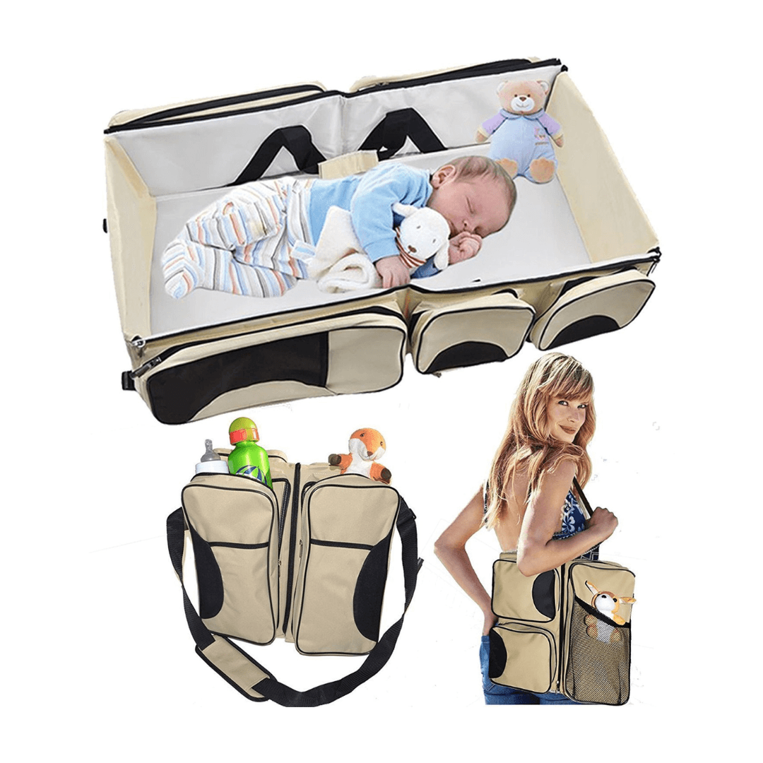 3 in 1 Baby Bed Baby Diapers Bag With Multiple Pockets Travel Baby Changing Bag - EUROPEAN HOUSE HOLD