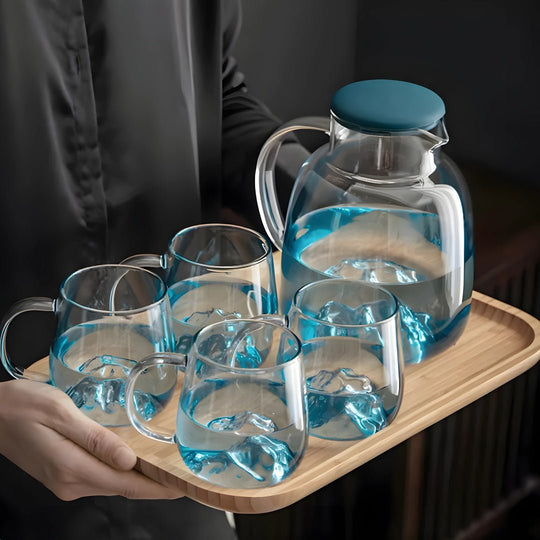 Nordic glazen kanset met bergmotief