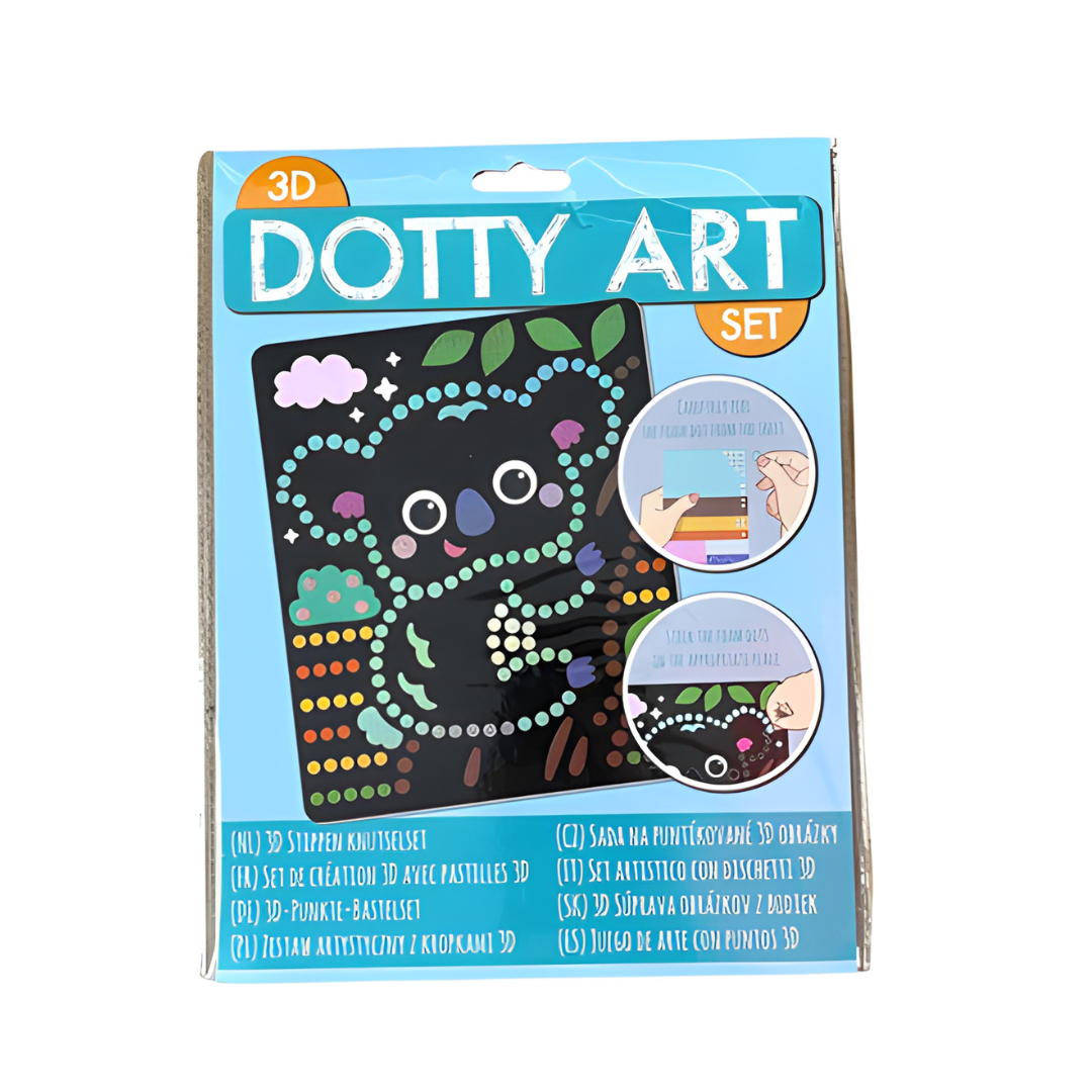 Assorted Dotty Art 3D Creation Set with 6 themes and colorful dot stickers – ideal creative activity for kids