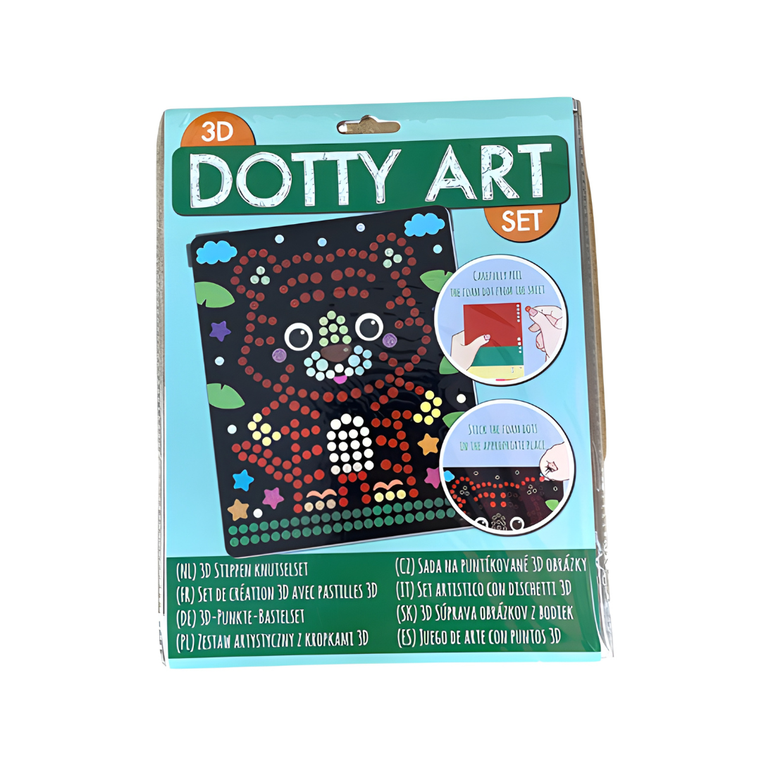 Assorted Dotty Art 3D Creation Set with 6 themes and colorful dot stickers – ideal creative activity for kids
