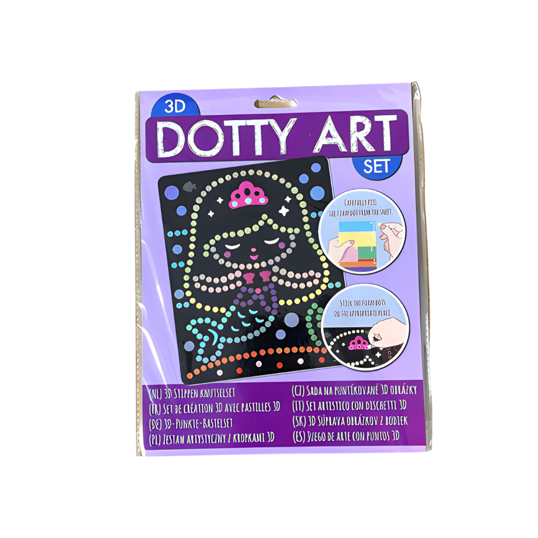 Assorted Dotty Art 3D Creation Set with 6 themes and colorful dot stickers – ideal creative activity for kids