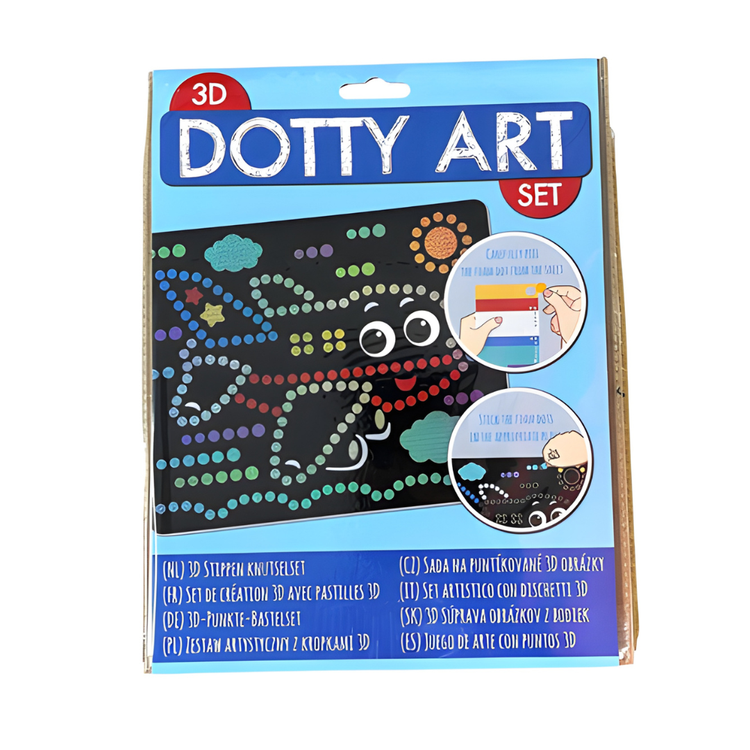 Assorted Dotty Art 3D Creation Set with 6 themes and colorful dot stickers – ideal creative activity for kids